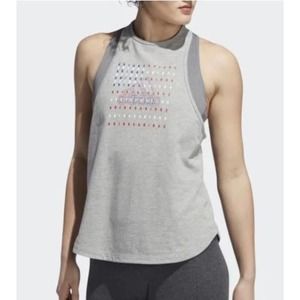 Adidas Grey with Red, White & Blue Flag Design Writing Razorback Tank Top - Sz S